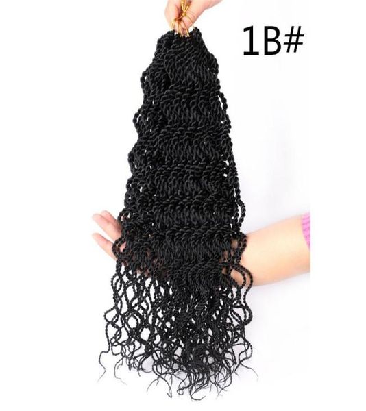 

synthetic senegalese hair crochet 18 inch 12 strands wavy curly crochet braids hair wavy senegalese 60gpc1872935, Black
