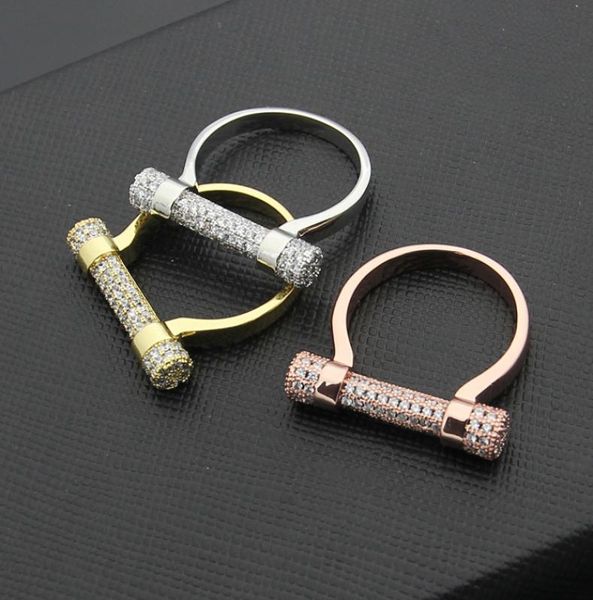 

high grade copper jewelry ring whole horseshoe with diamond ring fashion full diamond ring luxury designer jewelry women rings4288248, Silver