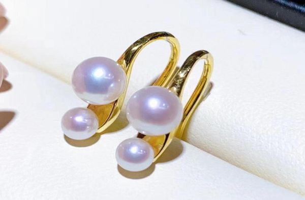 

22090502 diamondbox jewelry earrings ear studs aka pearl sterling 925 silver simple hook 354mm 56 mm round double pendant 18k 8208116, Golden;silver