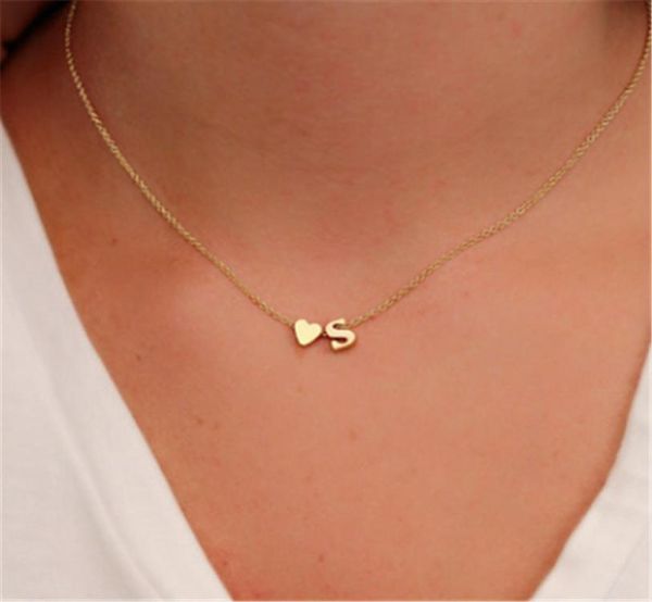 

fashion simple heart initial letter necklaces for women personalized 26 alphabet gold silver pendant choker necklace girls trendy 6601354