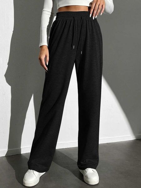 

women's tall solid drawstring waist straight leg sweatpants, White