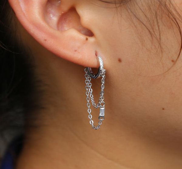 

2018 korean temperament round buckle earrings long tassel double chains dangle earrings simple dainty jewelry for women brinco6779615, Silver