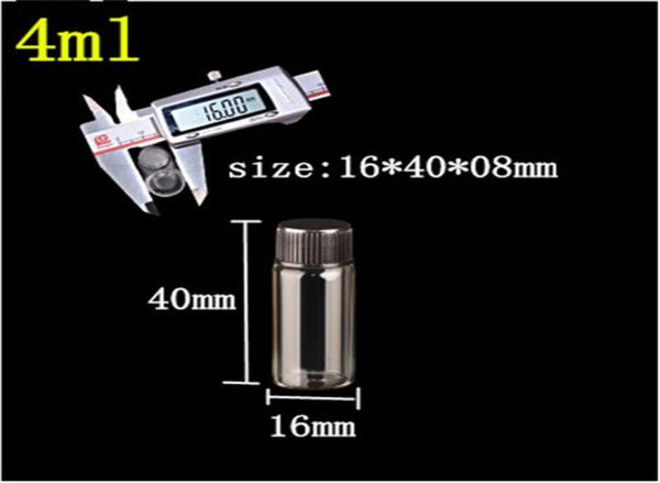 

100 pcs 8 mm screw mouth 16x40 mm small glass bottles with black plastic cap diy 4 ml empty vials bottles7507100
