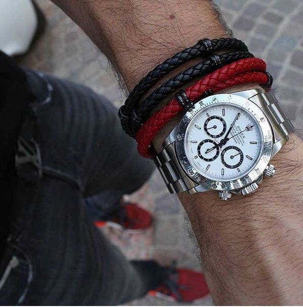 

r olax watches for men and women new selling titanium steel buckle double layer leather bracelet handwoven personalized genuine couple with, Slivery;golden