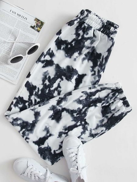 

women's tie elastic waist sweatpants, White