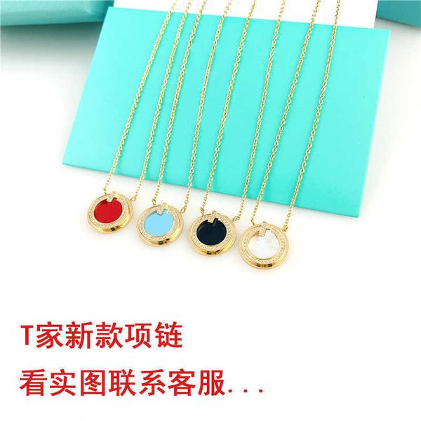 

original new tiffayffay circle double necklace women set diamond white shell small style collar chain, Black