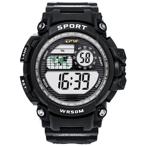 

men's multi-function electronic watch waterproof couple silicone strap watch calendar student sports luminous chronograph watch, Slivery;black