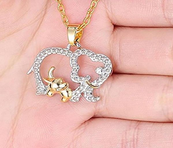 

necklace women korean fashion lovely elephant crystal alloy metal pendant necklace jewelry gold chain8426652, Silver