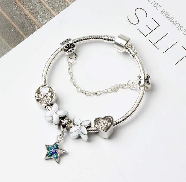 

165cm new european charm beads bracelets 925 silver snake chain bangles diy jewelry as gift2025920, Golden;silver