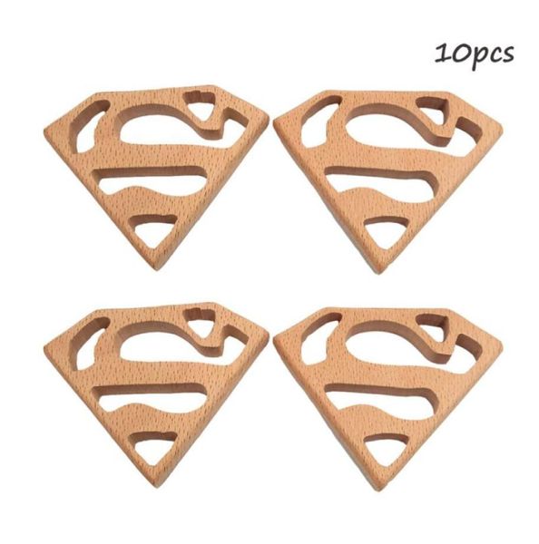 

beech wooden superman teether unfinished wood animal food grade baby wood ring teether diy nursing necklace charms pendant5278881