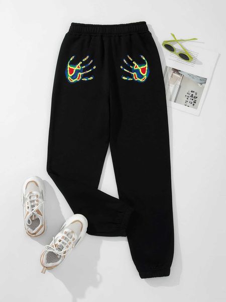 

women's hand elastic waist sweatpants, White