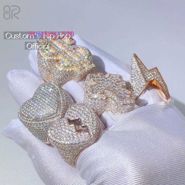

band rings custom hip hop moissanite ring fancy ice out new design 925 silver gold plating vvs hip hop ring men