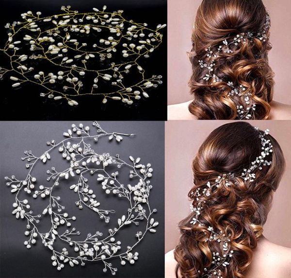 

1pc simulated pearl hair accessories for bride crystal crown floral elegant hair ornaments hairpin wedding headdress4093390, Slivery;golden