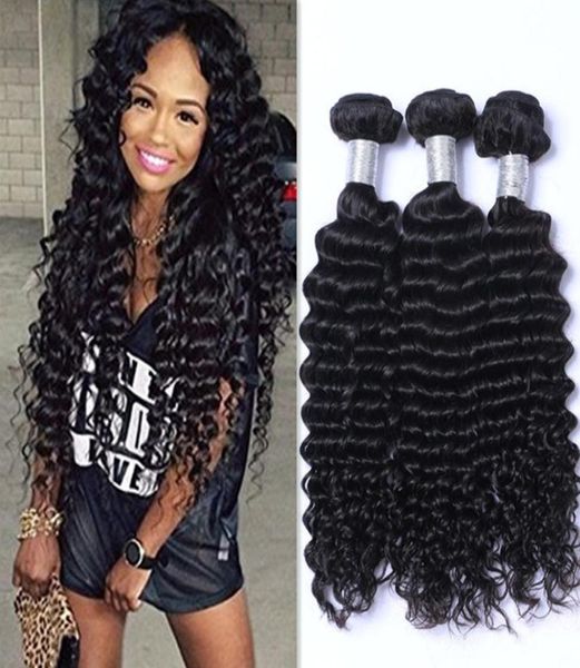 

brazilian deep wave bundles virgin hair weaves hair weft 100 unprocessed human hair weave extension weaves with whole 2636779, Black;brown