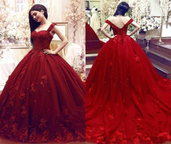 

luxury lace appliqued ball gown quinceanera dress vintage burgundy spaghetti sweet 16 dress long formal party prom evening gown bc6919796, Blue;red