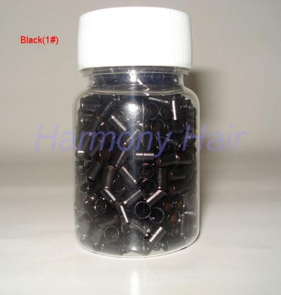 

1000pcsbottle 40mmx36mmx6mm micro copper rings linksbeads for hair extensions tools 8 colors1471357, Black