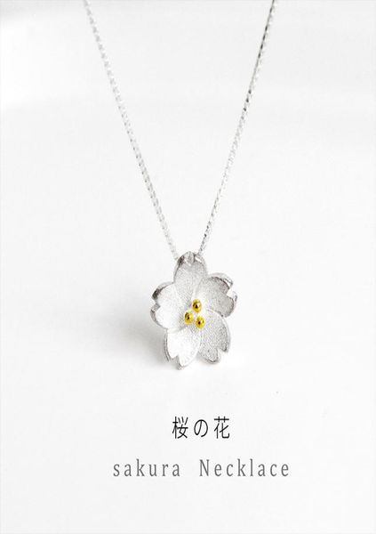 

s925 sterling silver cherry blossom necklace japanese ins womens clavicle chain flower clavicle chain simple cool temperament orna6618359