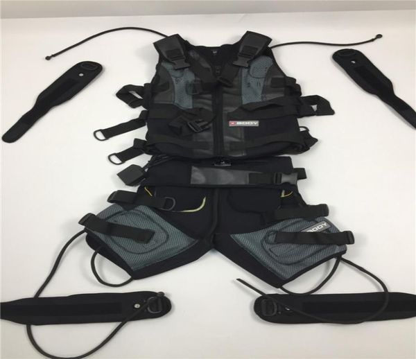 

ems training suit xbody vest xbodi ems fitness training suit with vest pant 20 electrodes arm calf pads electrical muscle stimul2210084