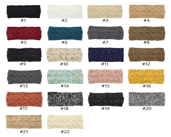 

ins 22colors hairband colorful knitted crochet headband winter ear warmer elastic band wide hair accessories5028731, Slivery;white