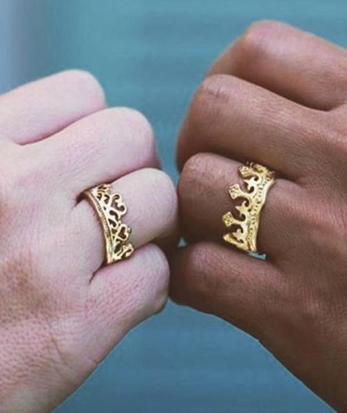 

crown rings for women gold color couple ring men zinc alloy metal european vintage man trendy fashion wild jewellery4138545, Silver