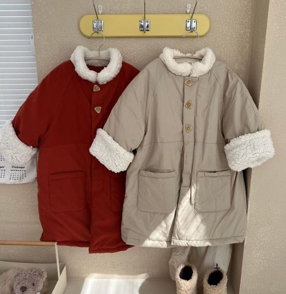 

autumn and winter new korean children039s cotton padded long plush warm coat7053475, Blue;gray