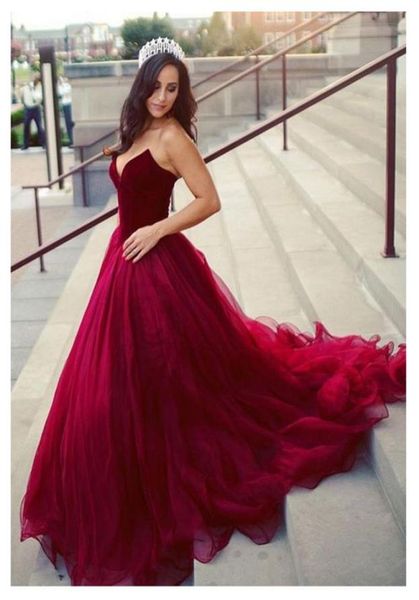 

2018 dark red wedding dresses elegant designed deep sweetheart a line tulle modest 2016 bridal gowns vestidos de novia1732065, White