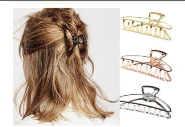 

2020 women girls geometric hair claw clamps hair crab moon shape hair clip claws solid color accessories hairpin largemini size7407098, Golden;silver