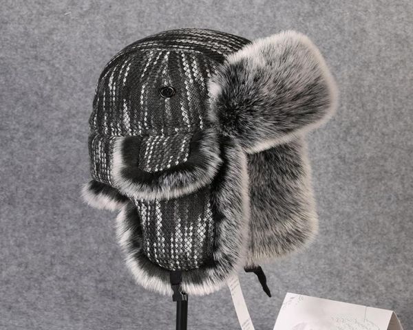 

winter thermal thick earmuffs knit cotton hat men women outdoor hiking fishing skiing cycling warm earflaps lei feng bomber cap5373150, Black;white