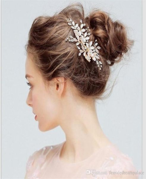 

2019 luxury rose gold flowers bridal headpieces hair pieces in stock diamond hairpin for weddings women bridal accessories9929164, Silver