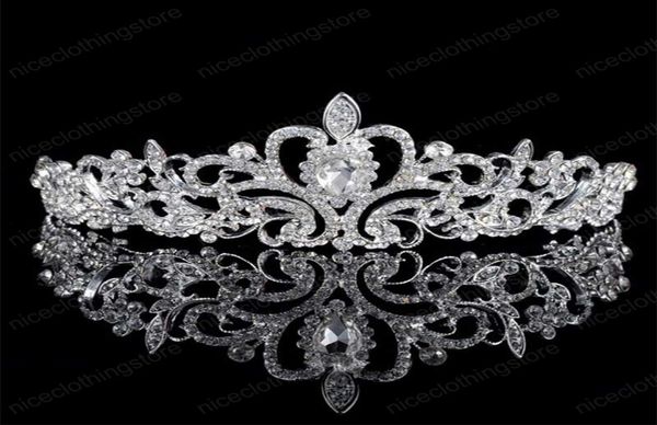 

vintage handmade silver color gliter rhinestone tiara crown princess alloy comb birthday tiara women wedding hair accessories1070146, White;golden