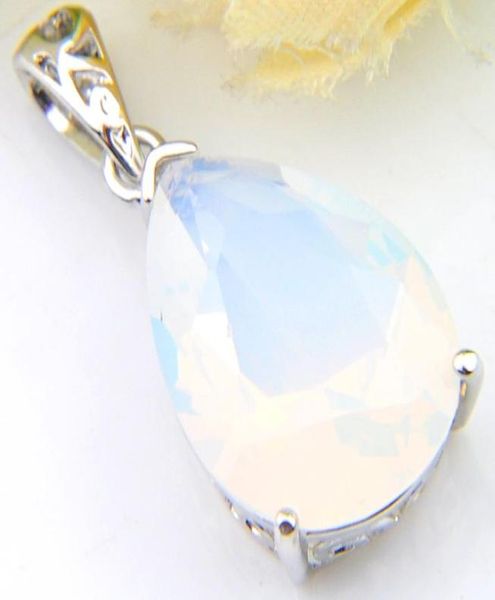

luckyshine europe popular jewelry water drop white moonstone gems silver necklaces usa israel wedding engagement necklaces pendant4004266