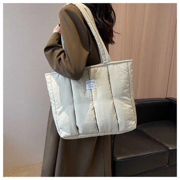 

new autumn/winter solid color bag versatile ins shoulder bag trendy cool large capacity female classroom college student tote bag
