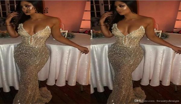 

bling sweetheart mermaid sleeveless sequins shiny light champagne prom dresses long sweep train deep v neck evening gowns bc15684768, Black