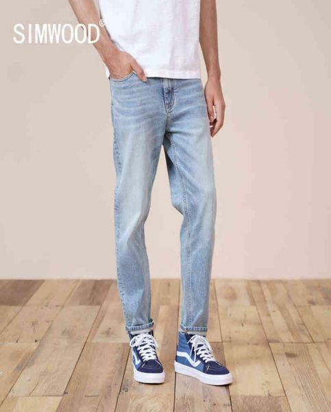 

men jeans siwmood 2022 autumn summer new environmental laser washed jeans men slim fit classical denim trousers jean 3553211, Blue