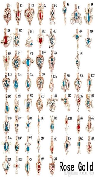 

fashion pearl cage pendants rose gold silver plated gem beads floating lockets charms for necklaces diy jewelry making in bulk who3021938