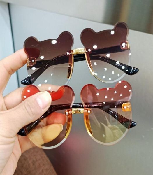

children sunglasses cartoon bear shades boys girls eyewear cute kids sun glasses uv400 clear lense rimless6864324, Blue