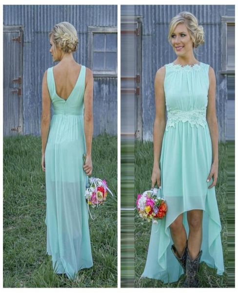 

jewel lace appliques high low bridesmaid dresses chiffon short formal honor of maid custom 2019 vestidos de bridesmaids prom party7693727, White;pink