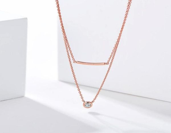 

pendant necklaces classic elegant round crystal double layer charming necklace for women temperament jewelry chain zi6840662, Silver