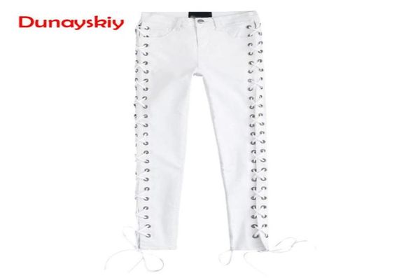

2019 new fashion women spring summer western street style jean pants two sides hollow out cross strap laceup ladies jeans2854357, Blue