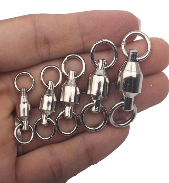

10pcslot heavy duty ball bearing stainless steel fishing rolling swivels connector hook solid rings size 0123456789102428116