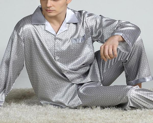 

men039s sleepwear 2022 mens designer pajamas for men nightwear long sleeve sleep trousers thin ice silk set pijama4798753, Black;brown