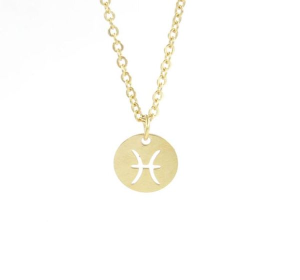 

zodiac signs birthday necklace 316l stainless steel pisces 18k gold plated 12 constellation pendant women jewelry gift8240818, Silver