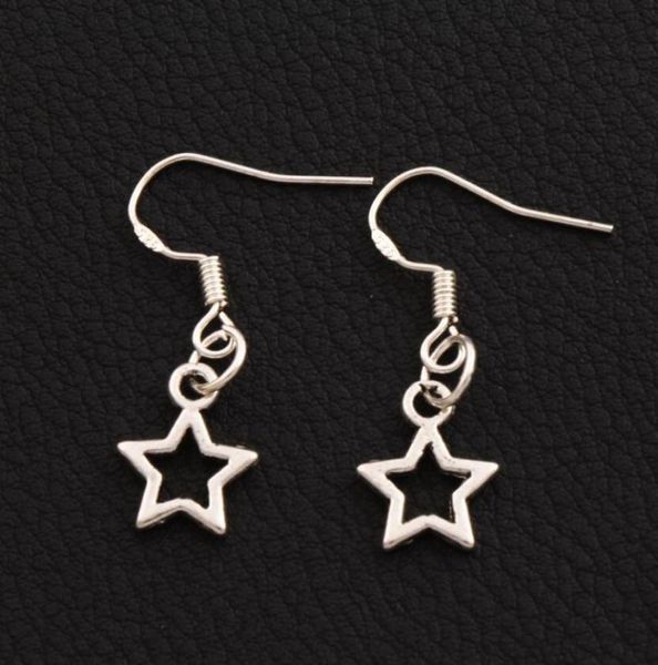 

small open star dangle chandelier earrings 925 silver fish ear hook 50pairslot e138 98x265mm7764205