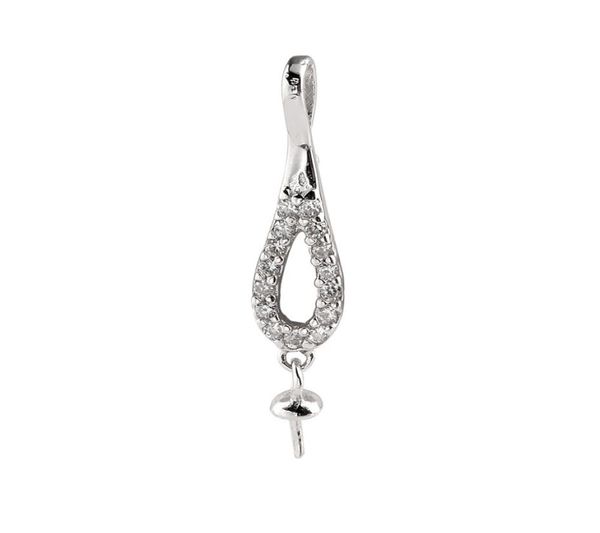 

10 pieces teardrop shape small charm pendant settings 925 sterling silver jewelry diy findings for pearl8616610, Slivery;crystal