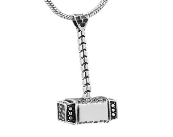 

zzl039 hammer shape cremation pendant funeral urns keepsake jewelry for ashes men women gifts necklace8915138, Silver