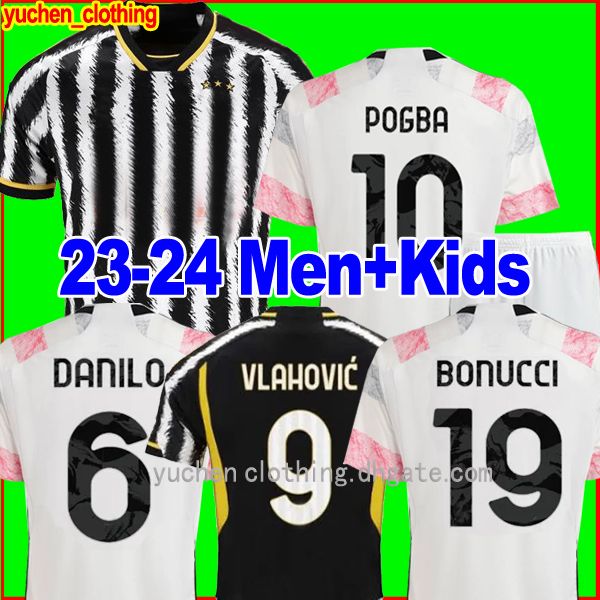 

pogba soccer jerseys 23 24 di maria vlahovic locatelli chiesa mckennie bonucci milik 2023 2024 football shirts men kids kit, Black;yellow