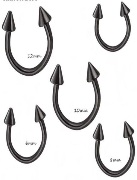 

black silver cone horseshoe bar piercing body jewelry nose hoop nose ring 100pcslot eyebrow bar lip labret jewelry2922255