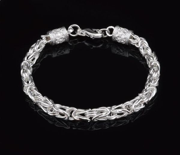 

new 925 sterling silver chain bracelet 6mm x20cm street style fashion jewelry christmas gifts low kka10801025123, Golden;silver