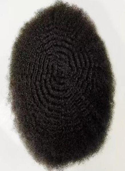 

6mm afro wave human hair full lace toupee for basketbass players and basketball fans indian virgin hairpieces fast express deliver8159551, Black