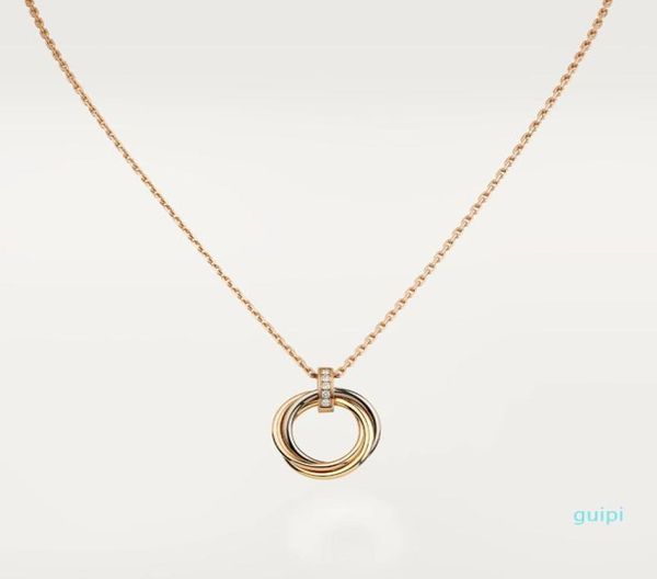 

2022 new fashion classic design cubic zirconia triple trinity necklace pendant women girls titanium steel wedding designer jewelry9261457, Silver